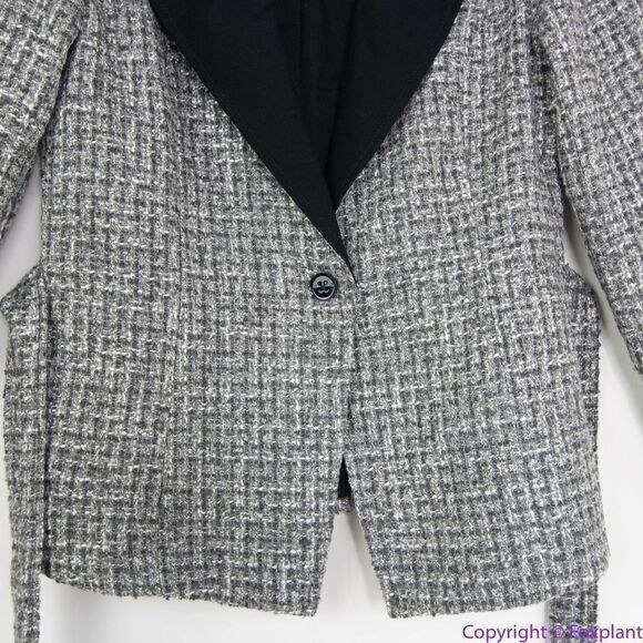 NEW White House Black Market Belted Tweed blazer Jacket With Removable B… - Picture 5 of 16